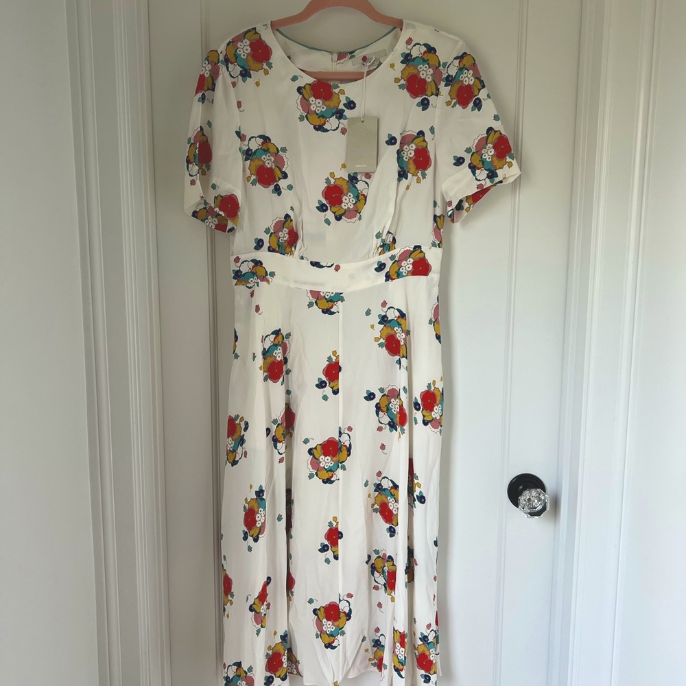 Gorgeous white floral Boden midi dress NWT